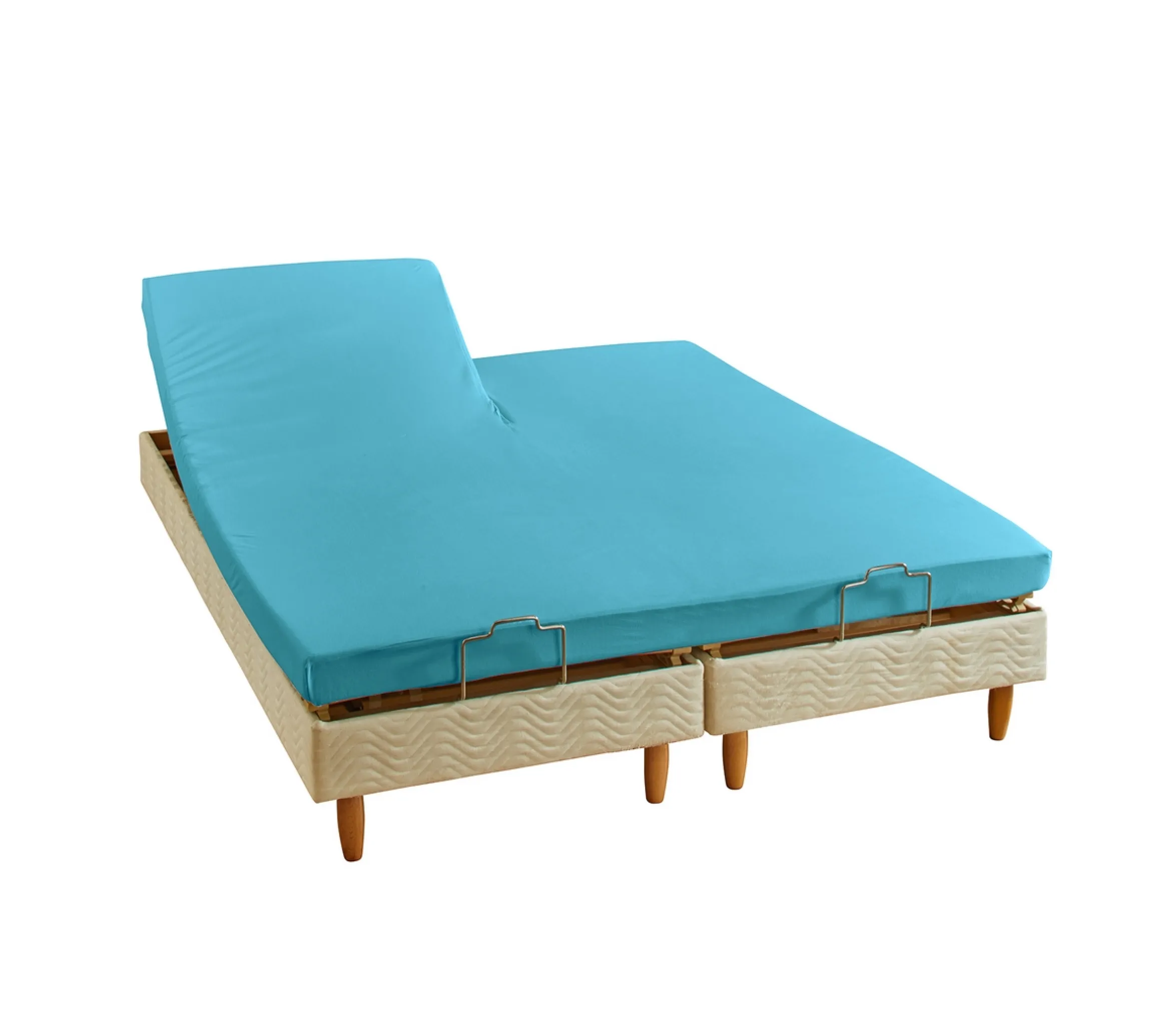 DRAP HOUSSE 2 TÊTES RESPIZEN BLEU CANARD