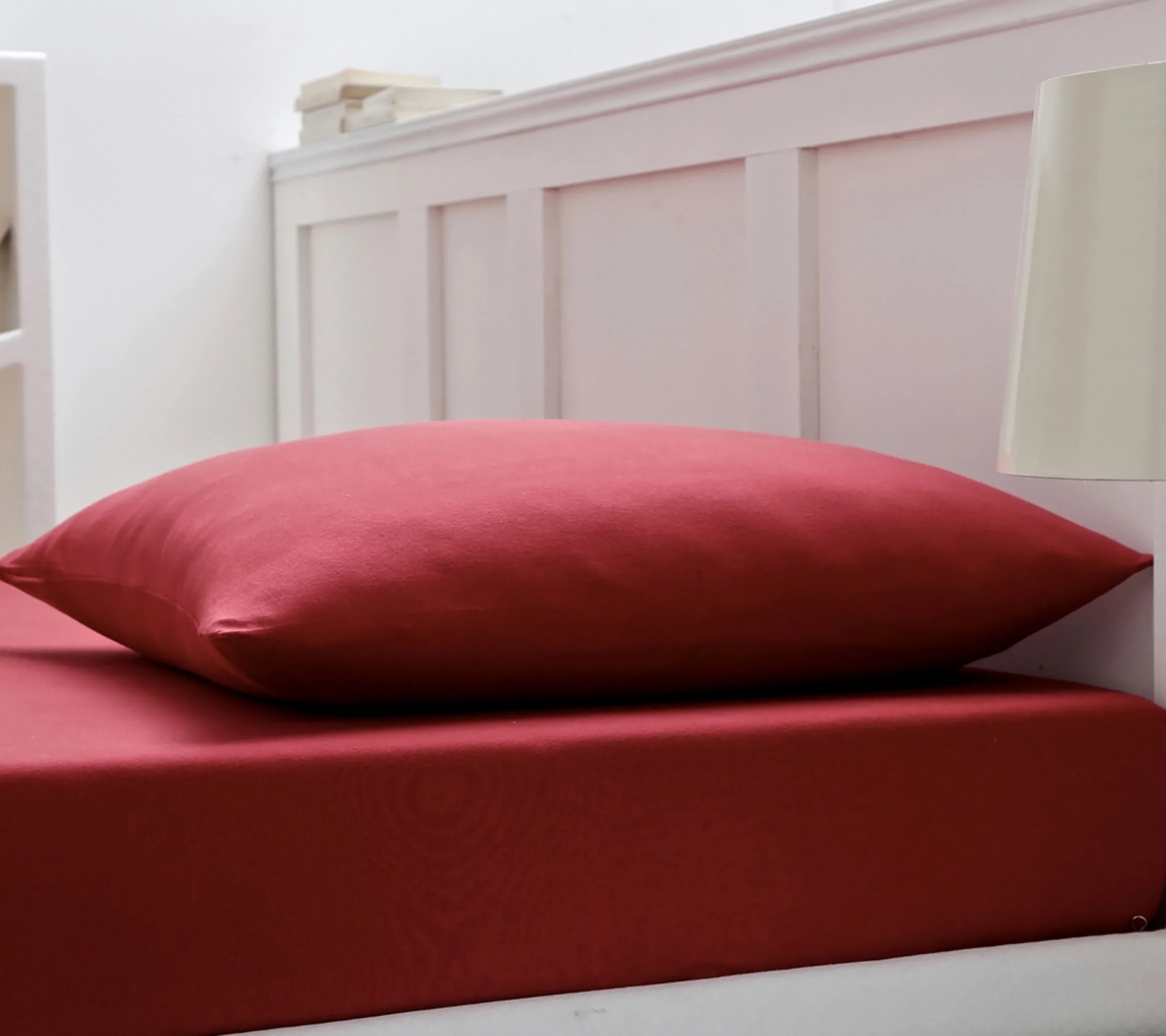 DRAP HOUSSE 2 TÊTES UNI COTON EXTENSIBLE CARMIN