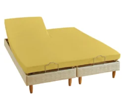DRAP HOUSSE 2 TÊTES UNI COTON EXTENSIBLE CITRON