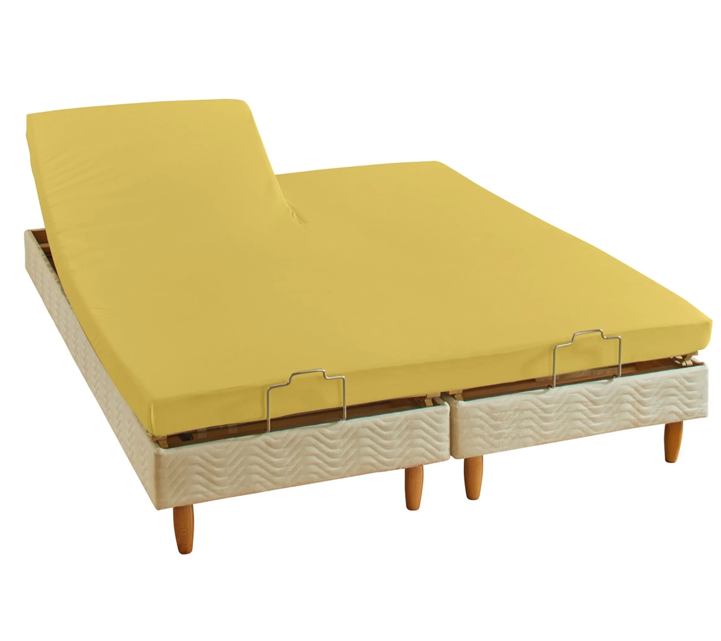 DRAP HOUSSE 2 TÊTES UNI COTON EXTENSIBLE CITRON