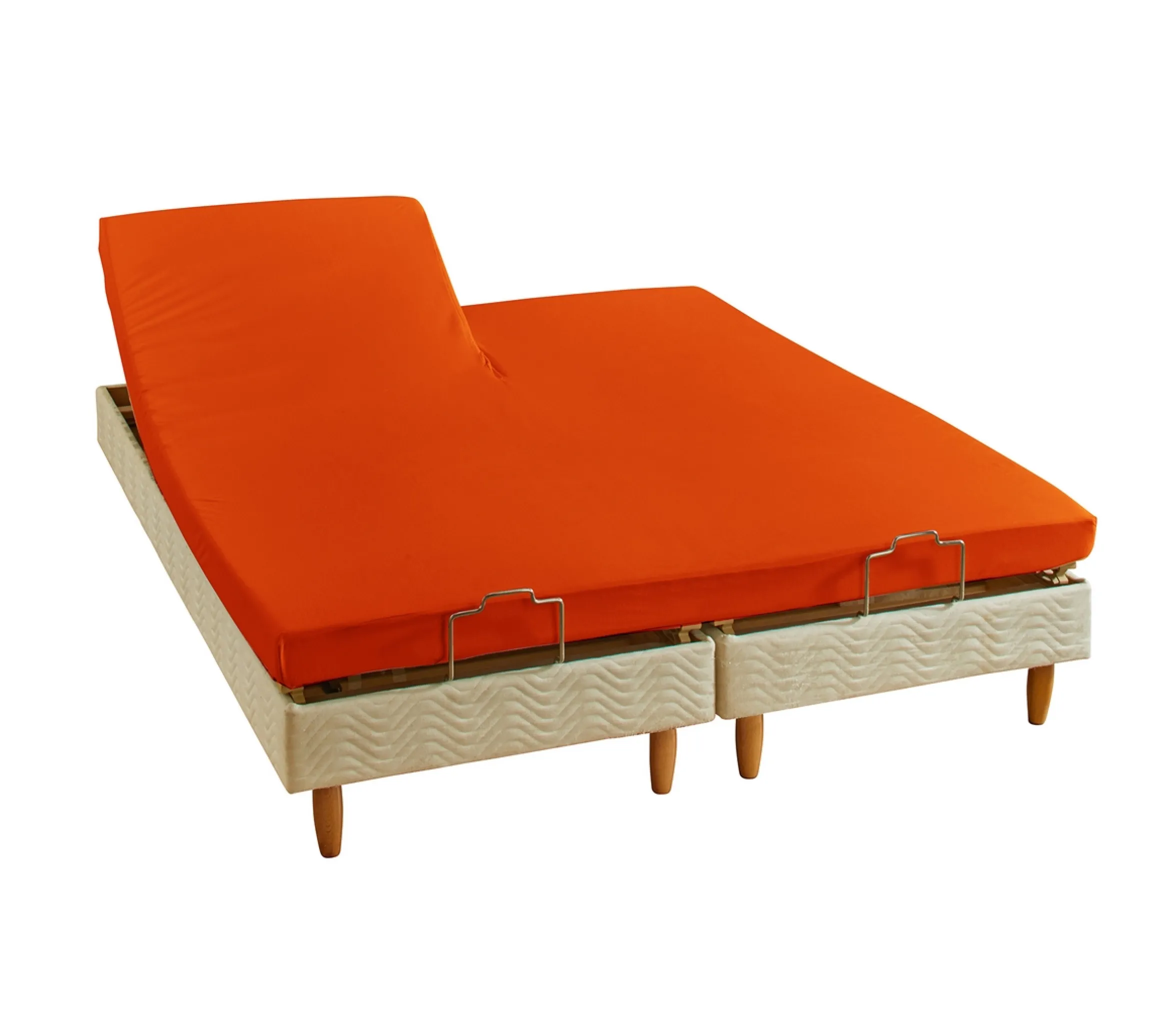 DRAP HOUSSE 2 TÊTES UNI COTON EXTENSIBLE ORANGE