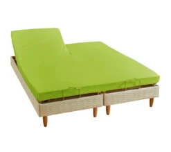 DRAP HOUSSE 2 TÊTES UNI COTON EXTENSIBLE POMME