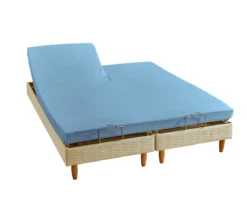 DRAP HOUSSE 2 TÊTES UNI COTON EXTENSIBLE BLEU CIEL