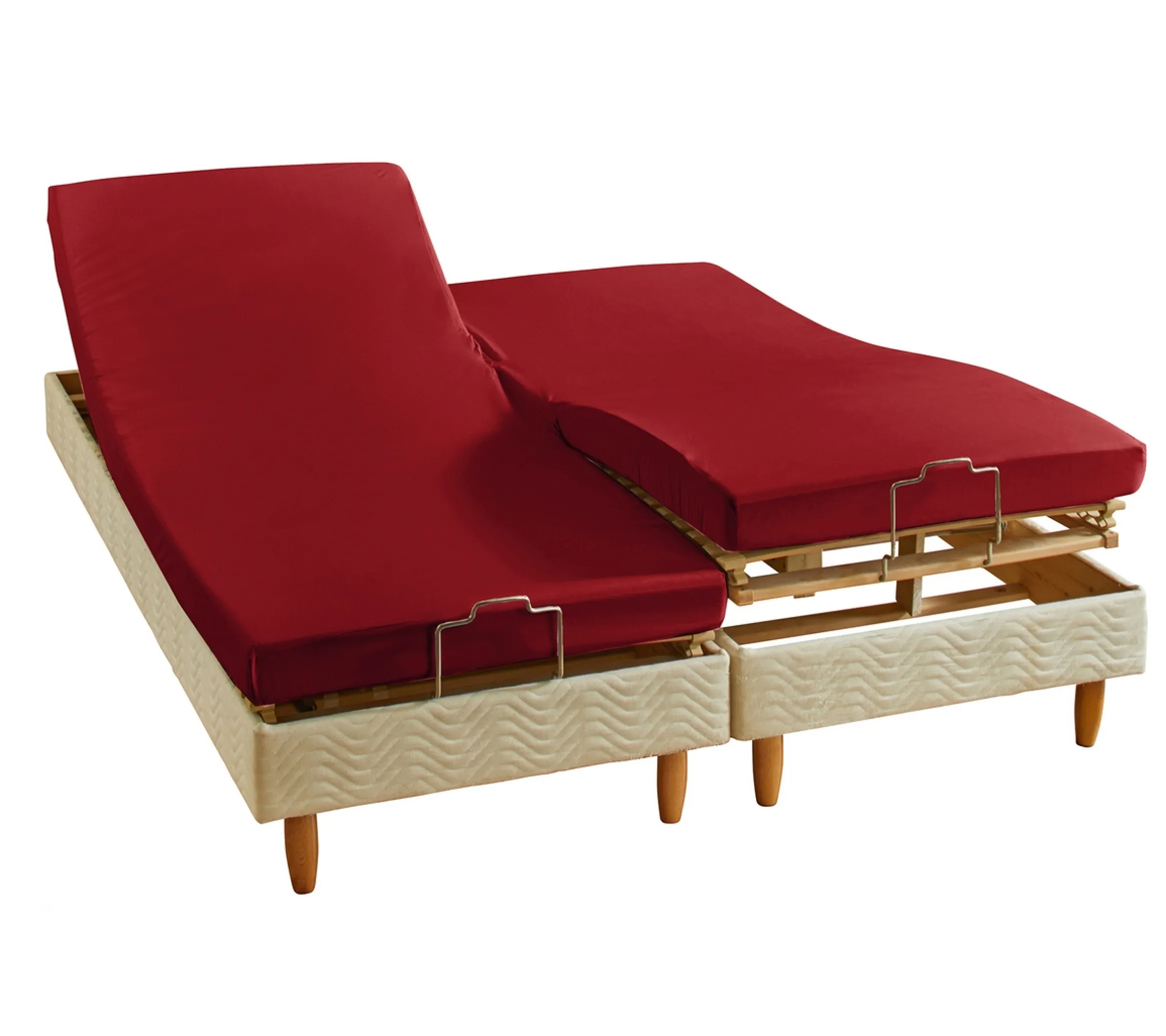 DRAP HOUSSE 4 TÊTES UNI COTON EXTENSIBLE CARMIN