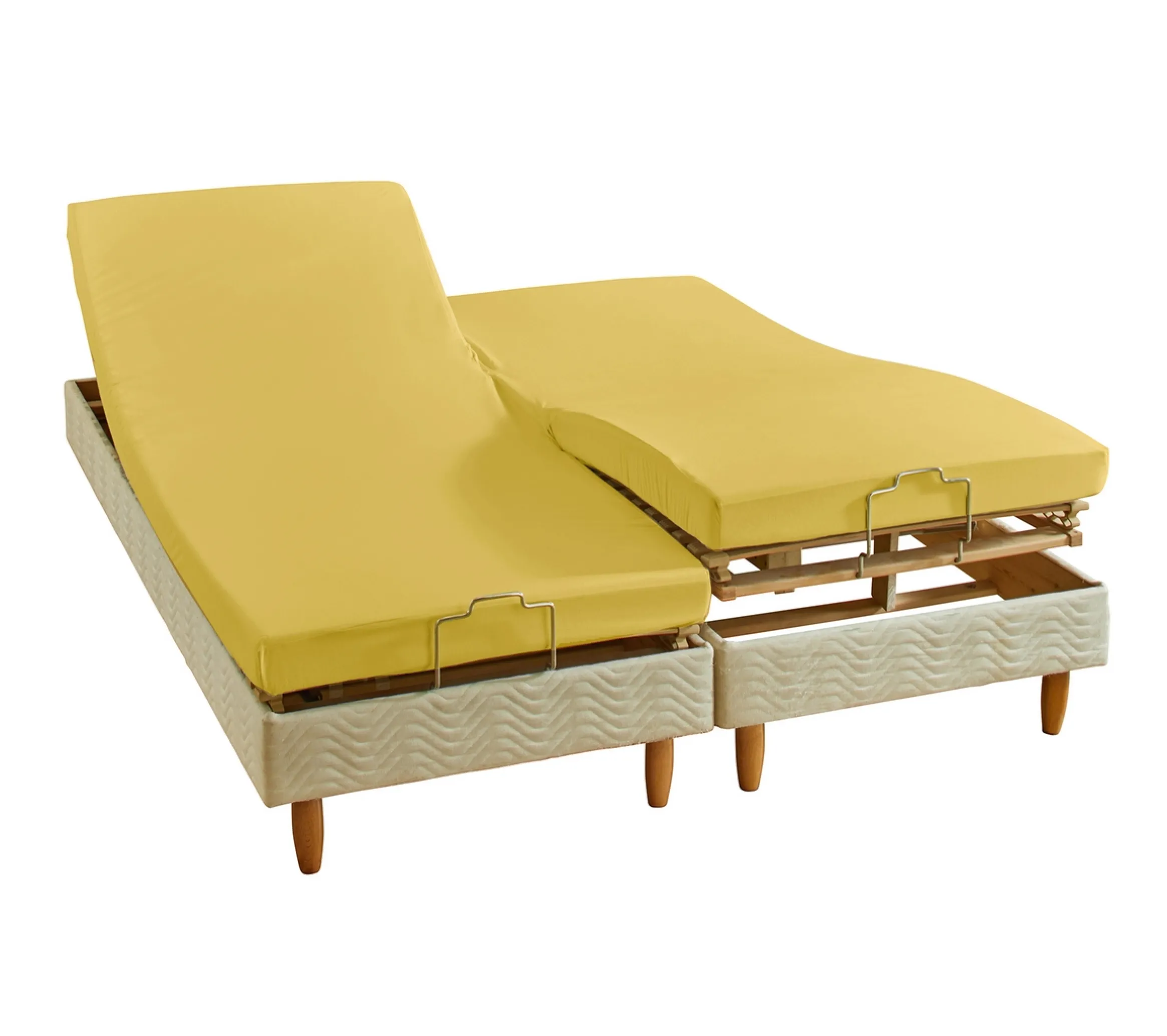 DRAP HOUSSE 4 TÊTES UNI COTON EXTENSIBLE CITRON