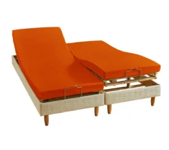 DRAP HOUSSE 4 TÊTES UNI COTON EXTENSIBLE ORANGE