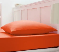 DRAP HOUSSE 4 TÊTES UNI COTON EXTENSIBLE ORANGE