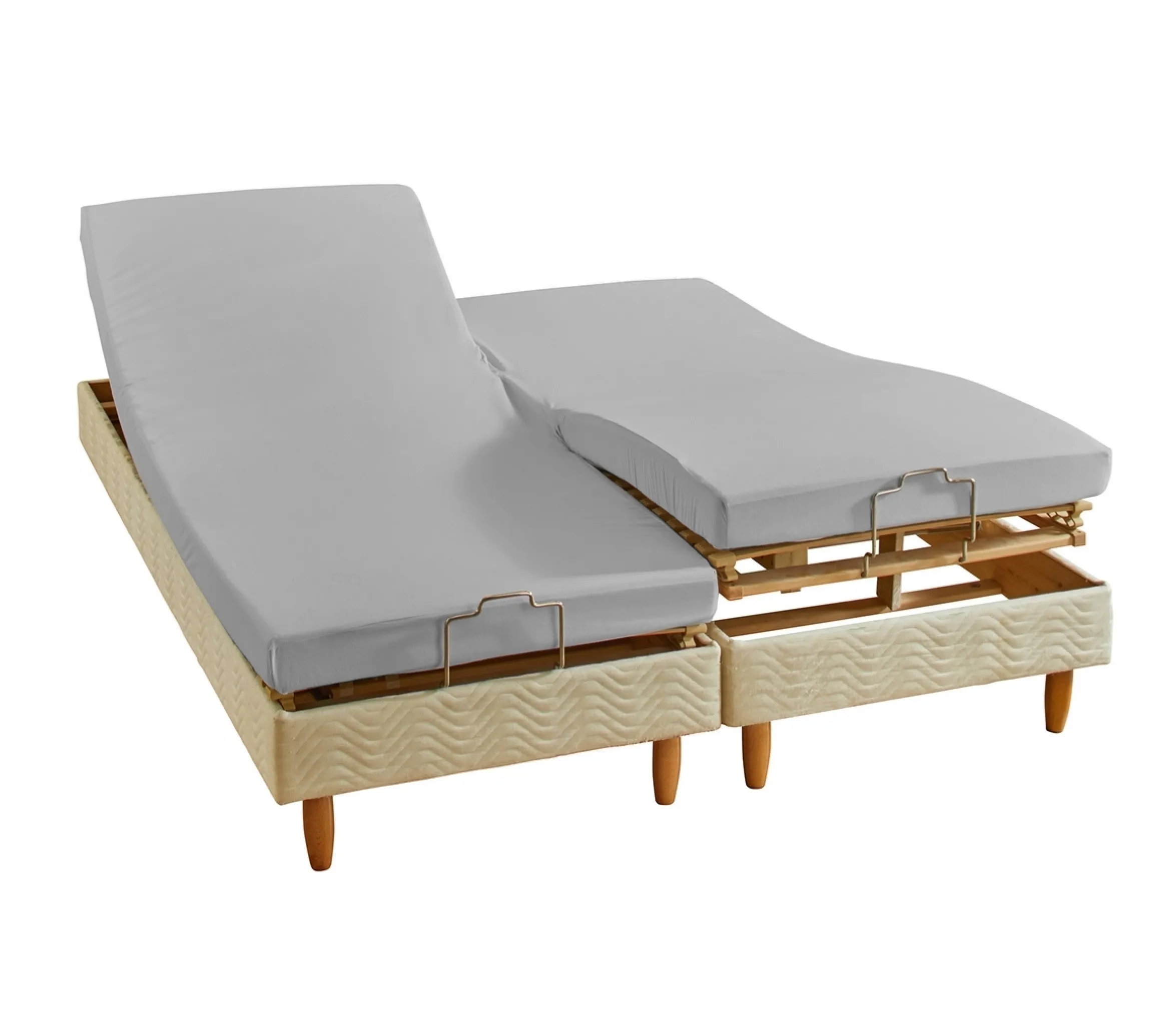 DRAP HOUSSE 4 TÊTES UNI COTON EXTENSIBLE PLATINE