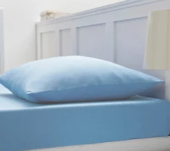 DRAP HOUSSE 4 TÊTES UNI COTON EXTENSIBLE BLEU CIEL