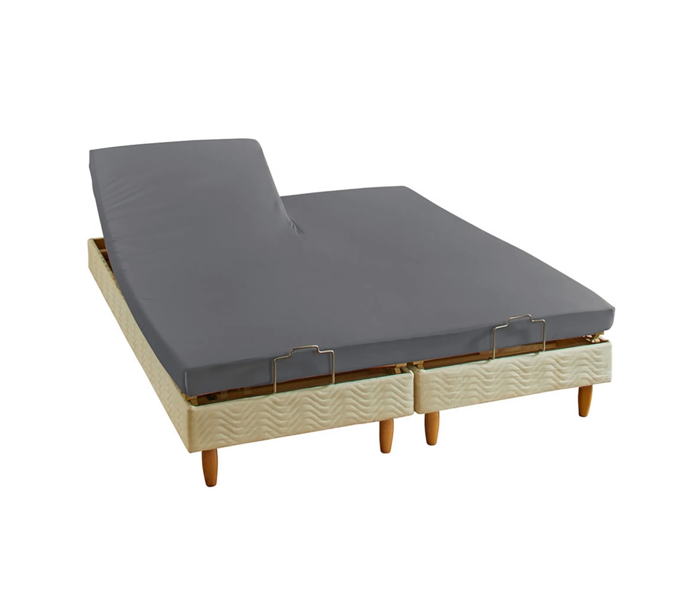 DRAP HOUSSE 2 TÊTES UNI COTON EXTENSIBLE ANTHRACITE
