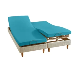 DRAP HOUSSE 4 TÊTES UNI PERCALE BLEU CANARD