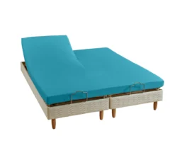 DRAP HOUSSE 2 TÊTES UNI PERCALE BLEU CANARD
