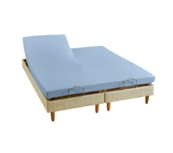 DRAP HOUSSE 2 TÊTES UNI PERCALE BLEU CIEL