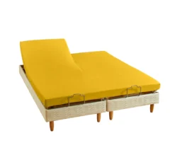 DRAP HOUSSE 2 TÊTES UNI PERCALE CURRY