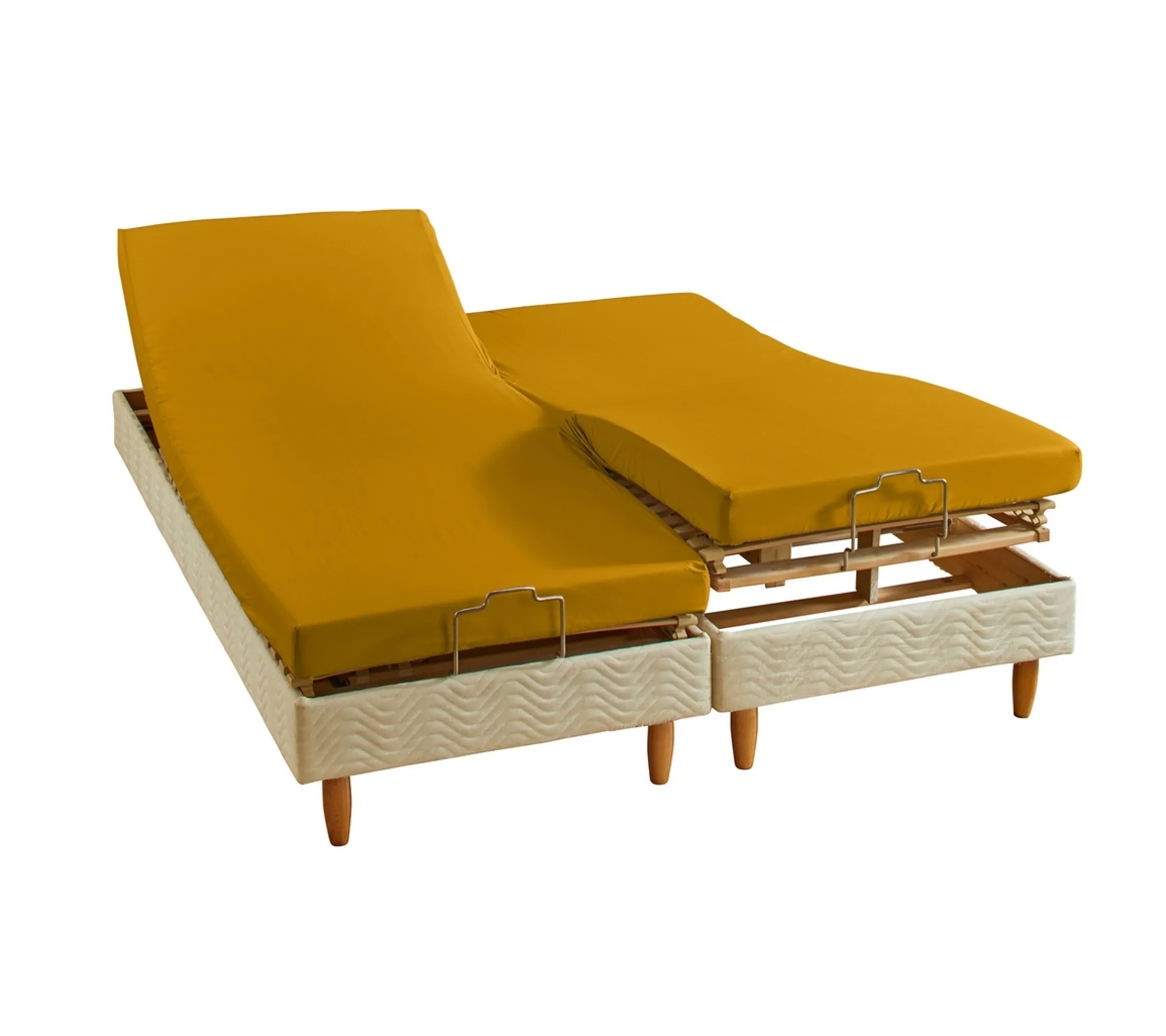 DRAP HOUSSE 4 TÊTES UNI PERCALE OCRE