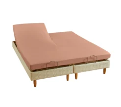 DRAP HOUSSE 2 TÊTES UNI PERCALE POUDRE
