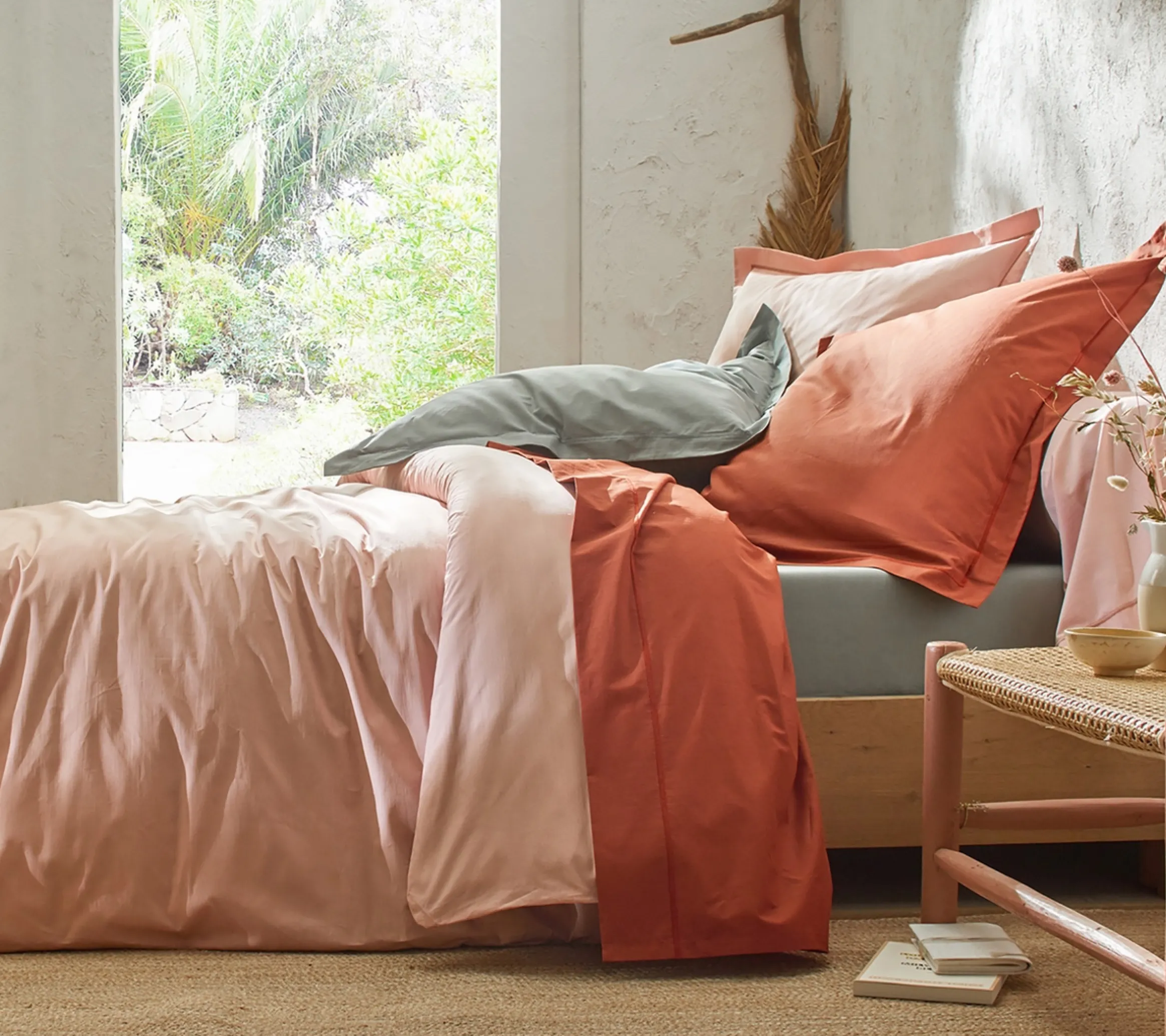 DRAP HOUSSE 2 TÊTES UNI PERCALE POUDRE