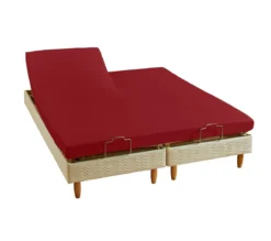 DRAP HOUSSE 2 TÊTES UNI PERCALE RUBIS