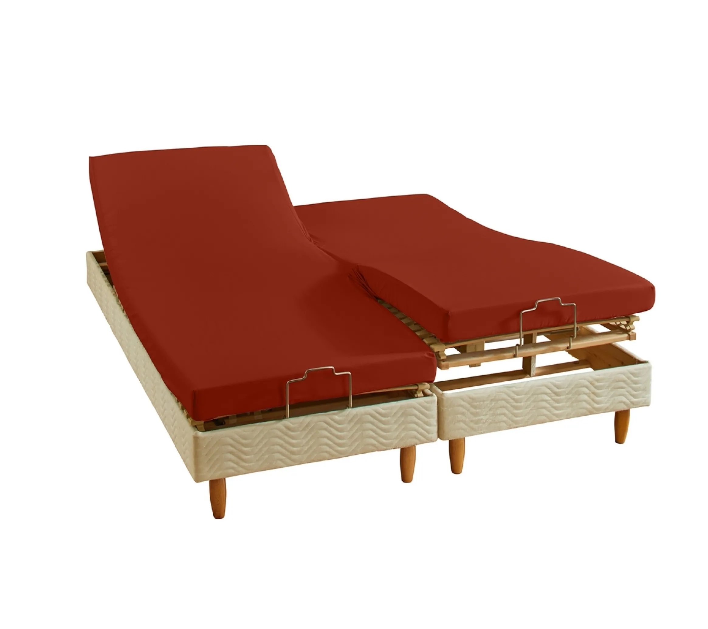 DRAP HOUSSE 4 TÊTES UNI PERCALE TERRA COTA