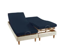 DRAP HOUSSE 4 TÊTES UNI SATIN BLEU CORINTHE