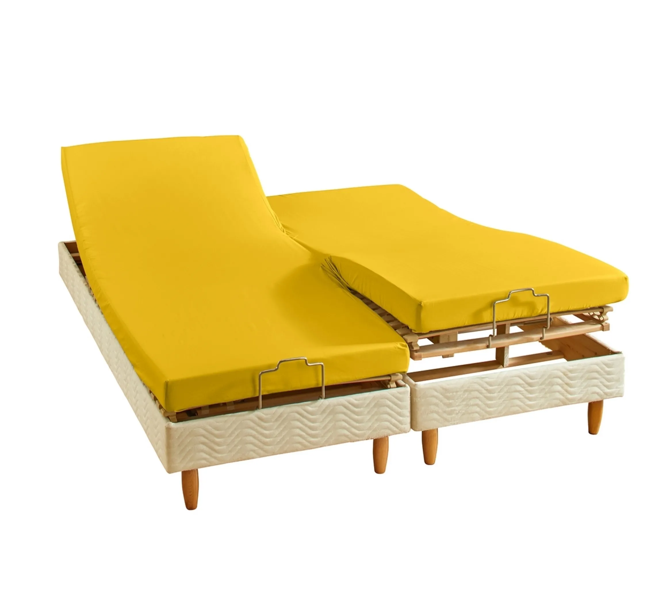 DRAP HOUSSE 4 TÊTES UNI SATIN JAUNE IMPERIAL