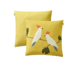 ENSEMBLE ENVELOPPE COUSSIN BIRDS LIME
