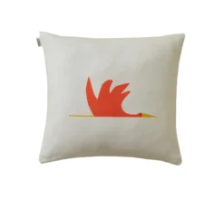 ENSEMBLE ENVELOPPE COUSSIN CIGOGNE ORANGE