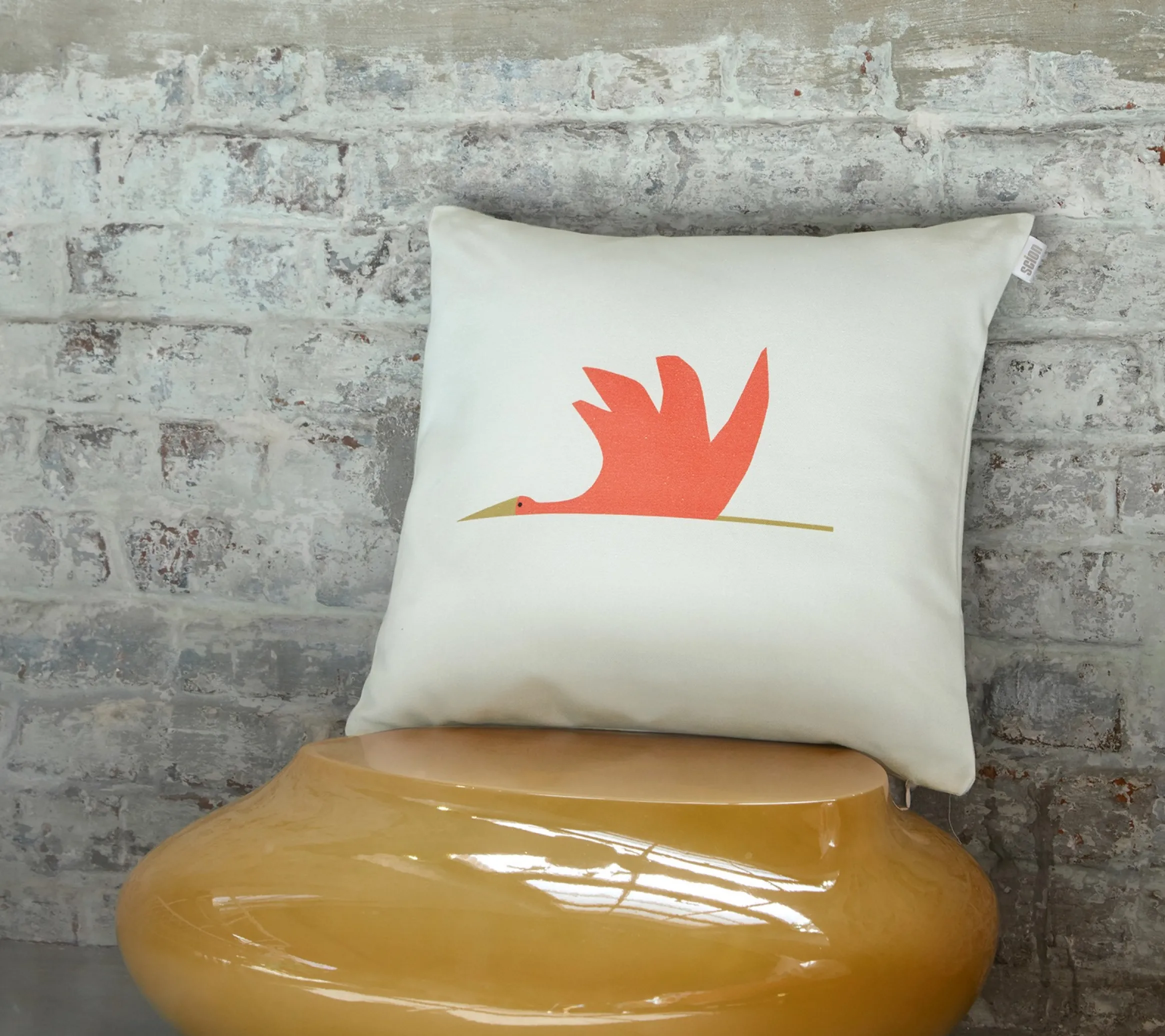 ENSEMBLE ENVELOPPE COUSSIN CIGOGNE ORANGE