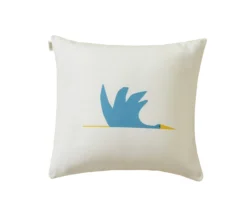 ENSEMBLE ENVELOPPE COUSSIN CIGOGNE BLEU CANARD