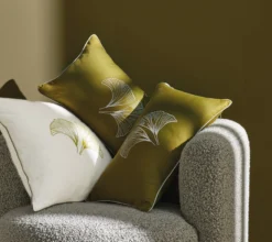 ENSEMBLE ENVELOPPE COUSSIN GINGKO OLIVE