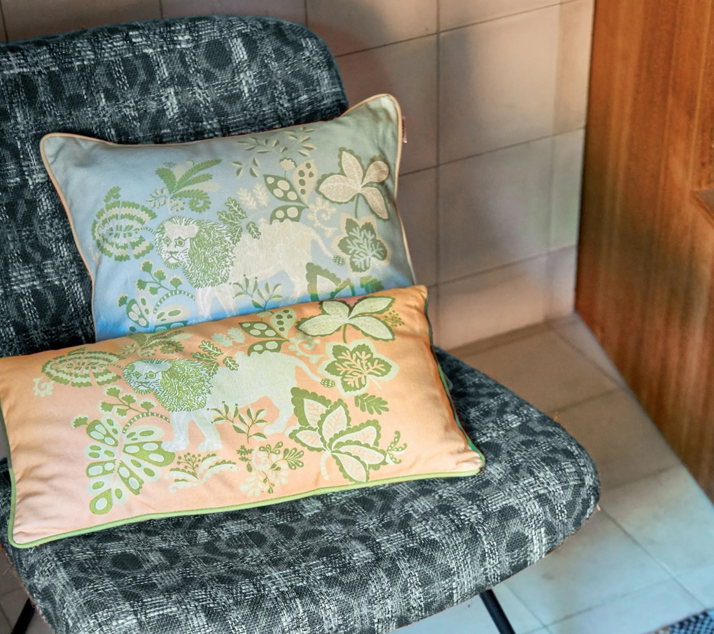 ENSEMBLE ENVELOPPE COUSSIN LION GLACIER