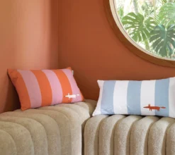 ENSEMBLE ENVELOPPE COUSSIN MR FOX STRIPE BLEU CELESTE