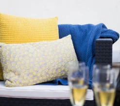 ENSEMBLE ENVELOPPE COUSSIN MARGUERITES BLE
