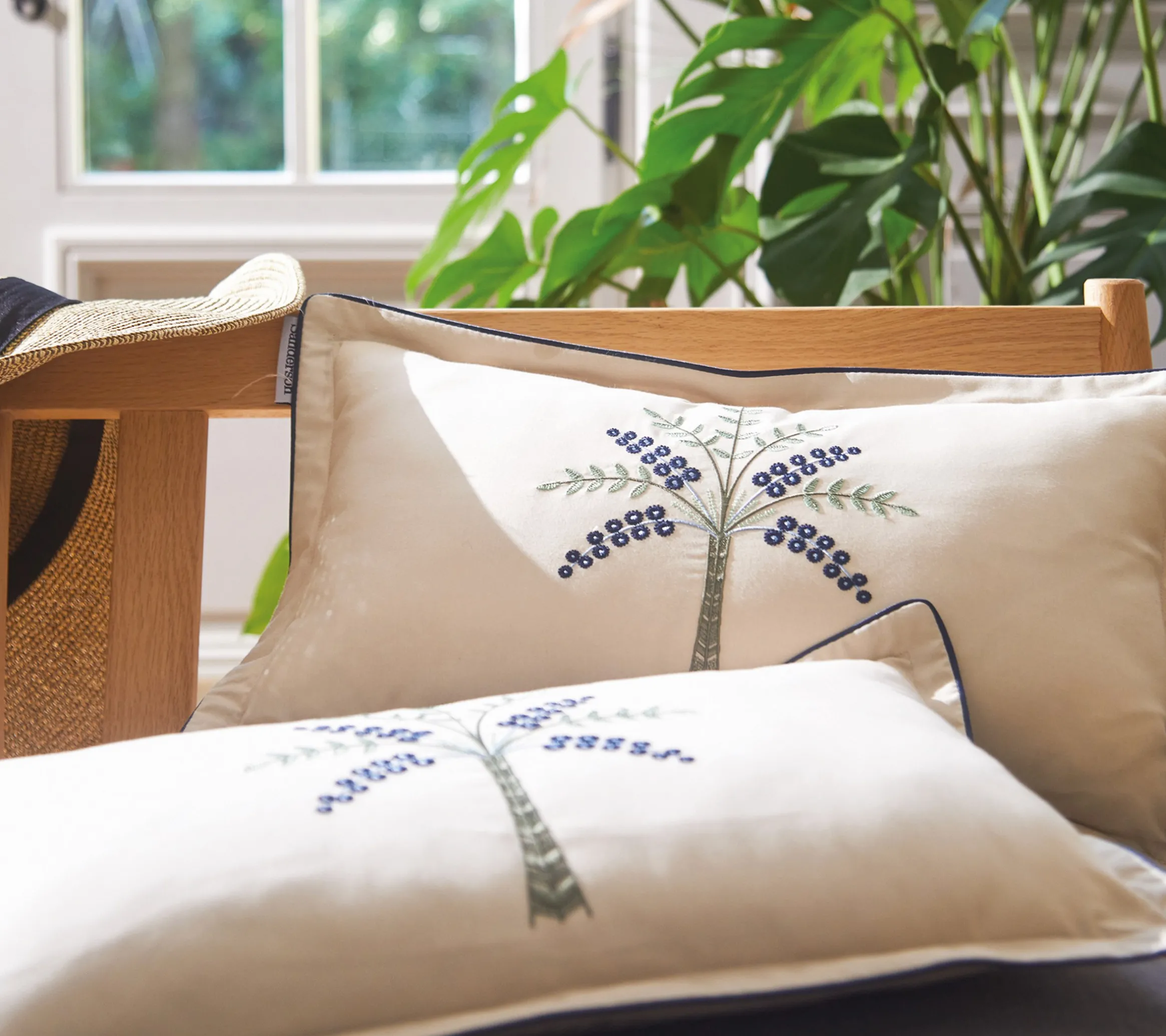 ENSEMBLE ENVELOPPE COUSSIN PALMIER CHANVRE