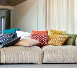 ENSEMBLE ENVELOPPE COUSSIN SIXTIES COBALT