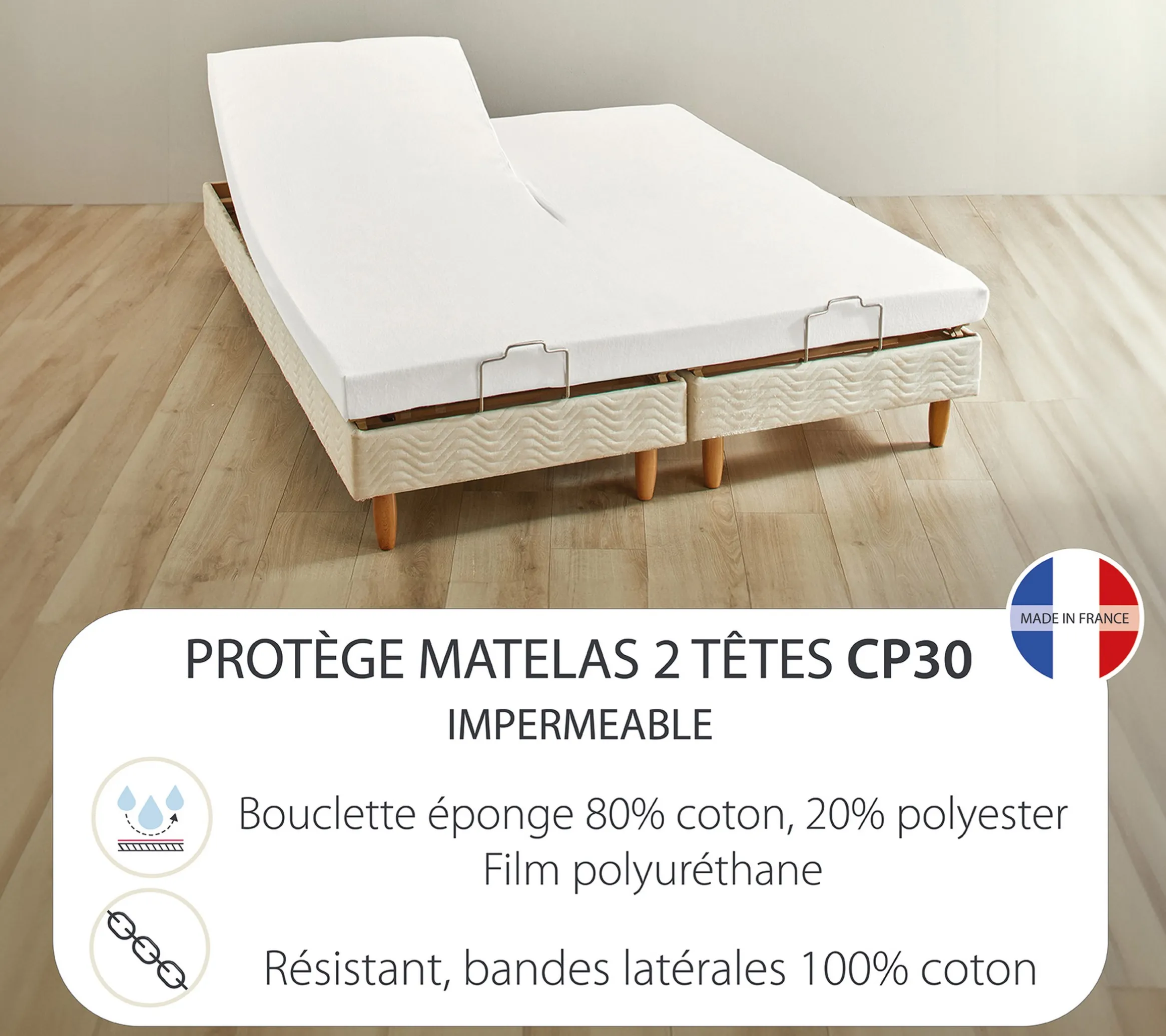 FORME HOUSSE 2 TETES UNI QUALITE CP30 BLANC