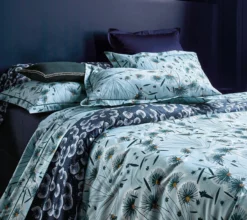 HOUSSE DE COUETTE FLOREA BLEU CELESTE