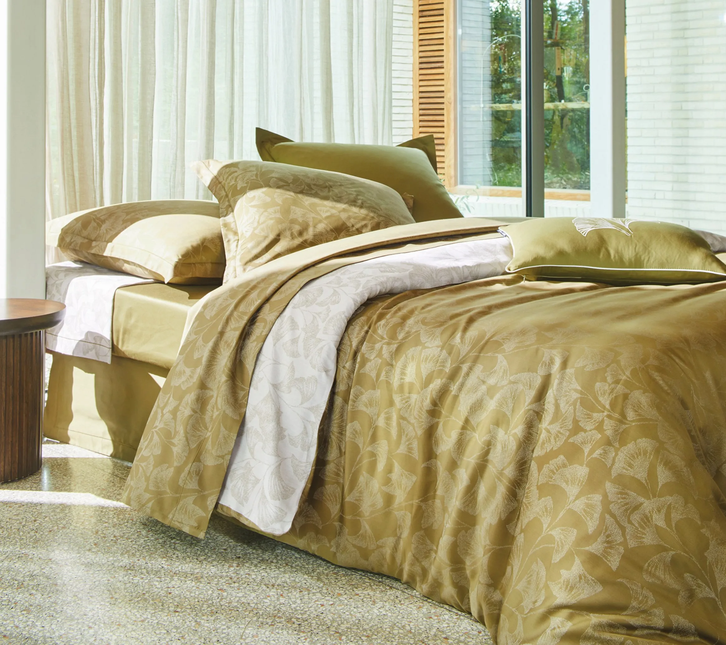 HOUSSE DE COUETTE GINGKO OLIVE