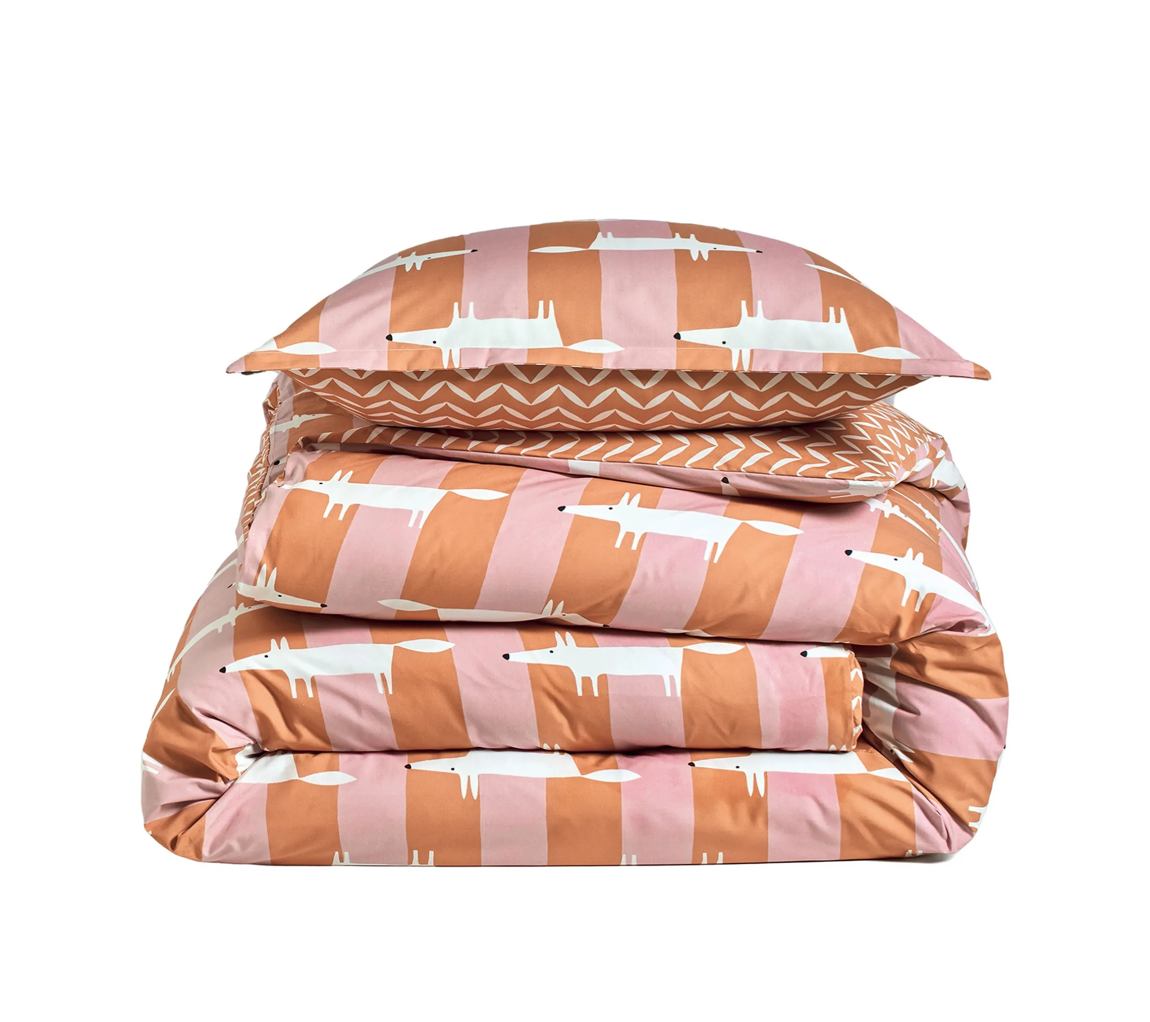 HOUSSE DE COUETTE MR FOX STRIPE CORAIL