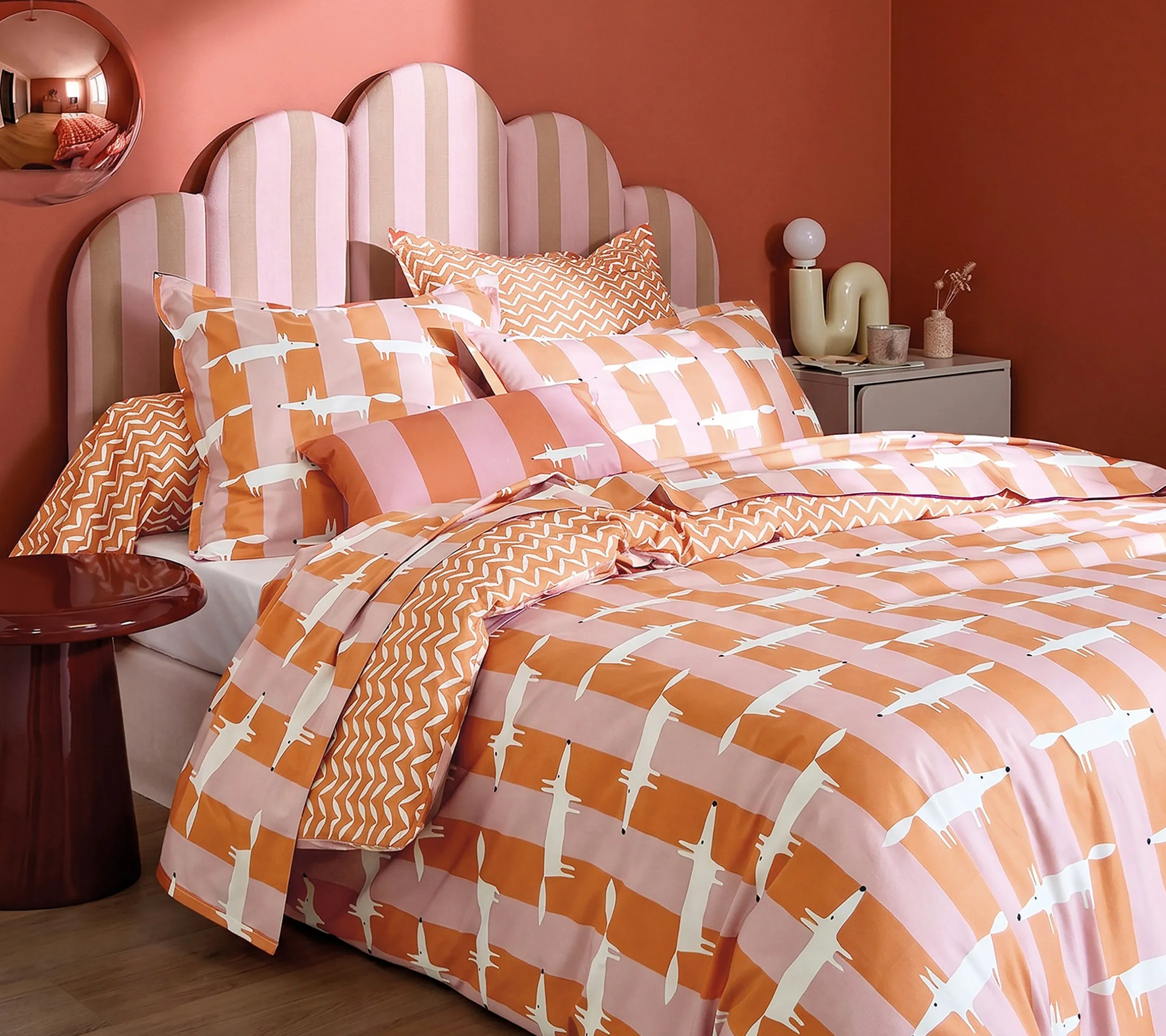 HOUSSE DE COUETTE MR FOX STRIPE CORAIL