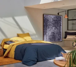 HOUSSE DE COUETTE TANDEM INDIGO/FAUVE