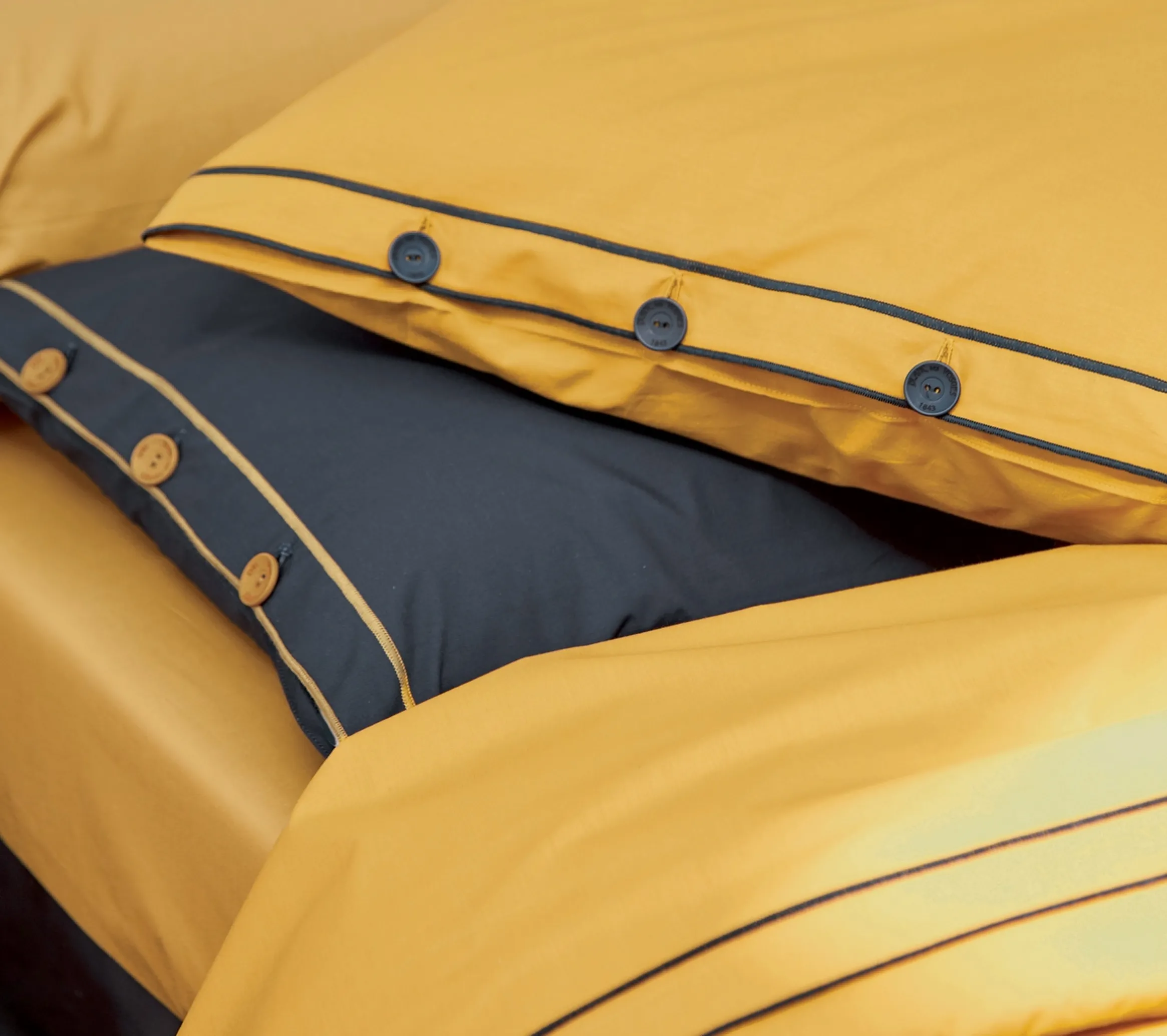 HOUSSE DE COUETTE TANDEM INDIGO/FAUVE