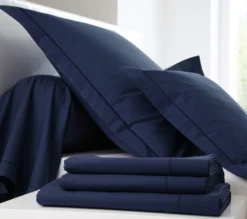 HOUSSE DE COUETTE UNI COTON MARINE