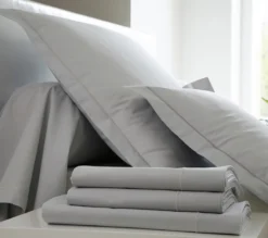 HOUSSE DE COUETTE UNI COTON PERLE