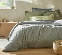 HOUSSE DE COUETTE UNI PERCALE SAUGE