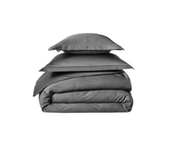 HOUSSE DE COUETTE UNI SATIN ARDOISE