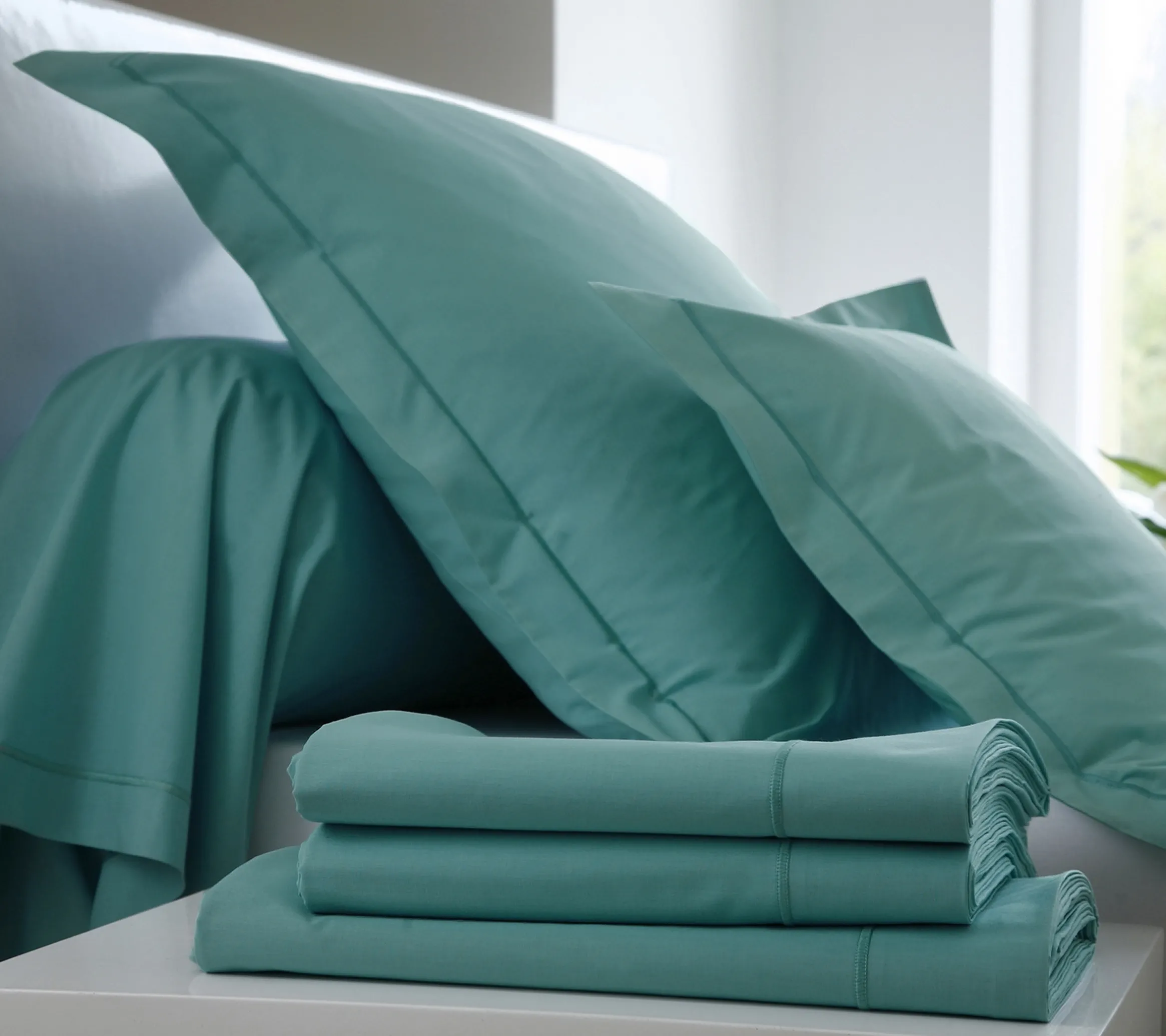 HOUSSE DE COUETTE UNI SATIN CELADON