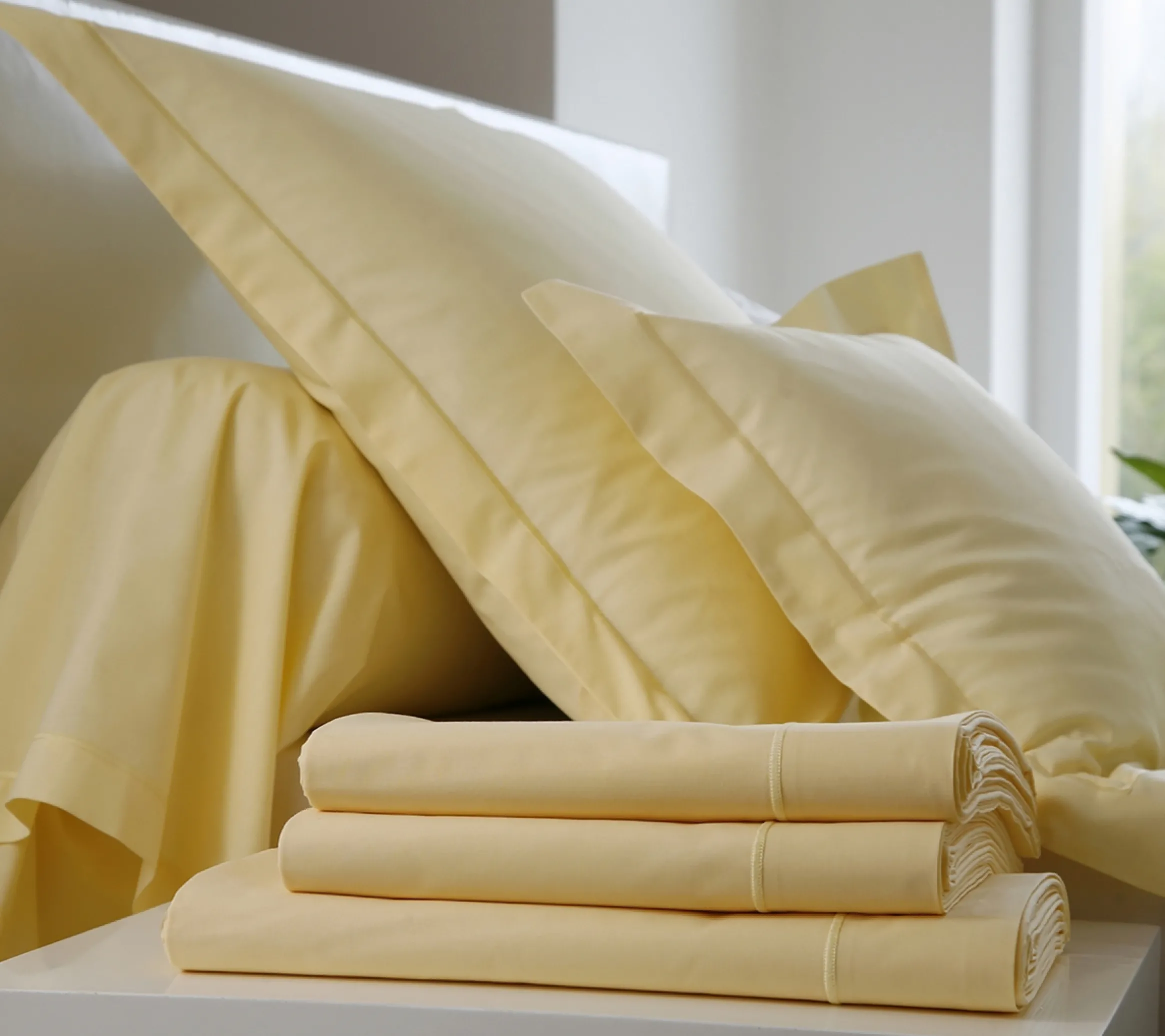 TAIE UNI COTON JAUNE
